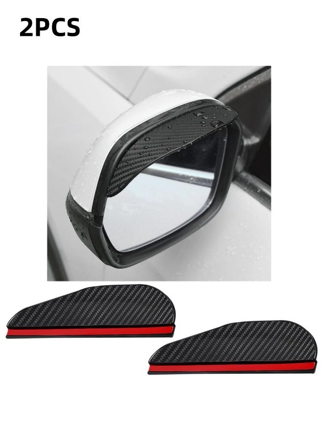 2 Pcs Universal Car Side Mirror Visor Guards Waterproof Carbon Fiber Auto Rain Eyebrows For Cars Trucks SUVs Black Anti Glare Rain Snow Dust Shield For Safe Driving In Bad Weather - Image 2